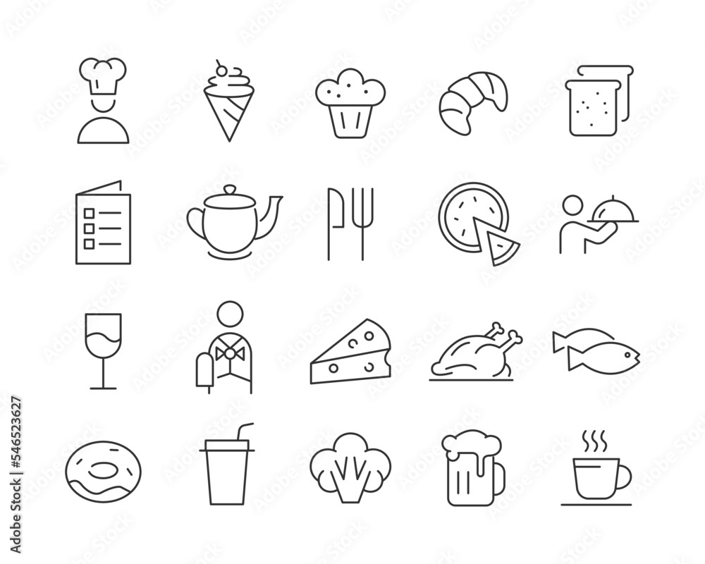 Restaurant Icons - Vector Line. Editable Stroke. Restaurant Icons - Vector Line. Editable Stroke.