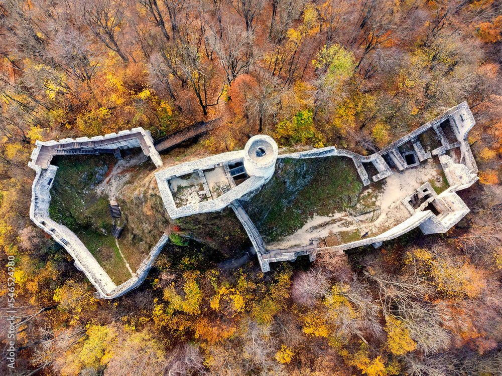 Aerial view of Poland public free tourist landmark, County clare. Aerial landscape view of this beautiful ancient celtic historical architecture in county clare.