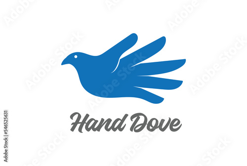 Flying Hand Dove Pigeon Bird Logo Design