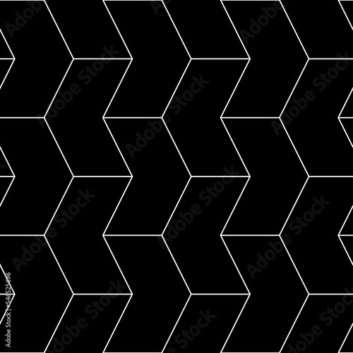 Seamless mosaic pattern. Zigzag figures ornament. Repeated puzzle shapes background. Arrows motif. Chevrons tiles wallpaper. Parquet backdrop. Digital paper, web design, textile print. Vector art work