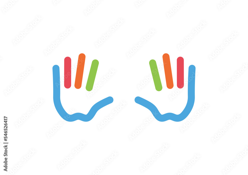 Colorful illustration of both hands Colorful illustration of both hands