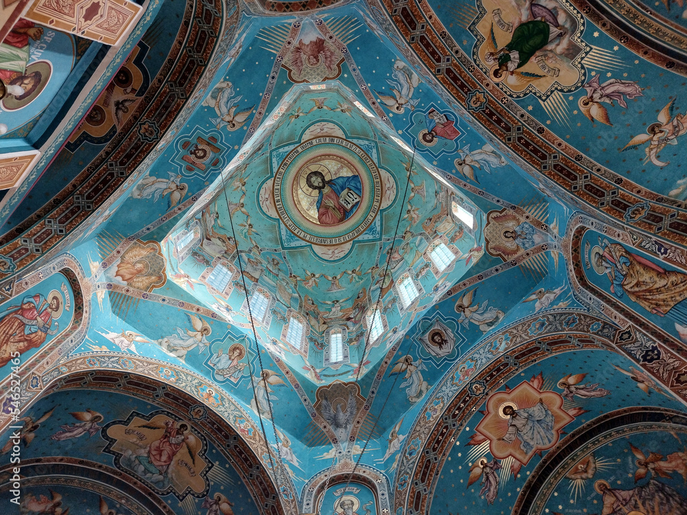 The interior of an Orthodox church in Baia Mare city, Romania