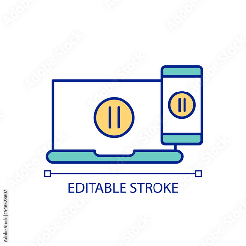 Content hygiene RGB color icon. Digital detox. Pausing devices. Stop internet activity. Media diet. Isolated vector illustration. Simple filled line drawing. Editable stroke. Arial font used