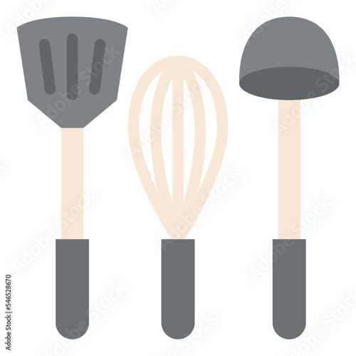 spatula whisk ladle kitchen utensils icon