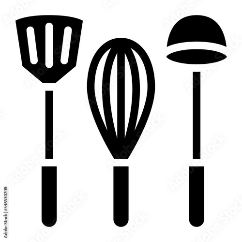 spatula whisk ladle kitchen utensils icon