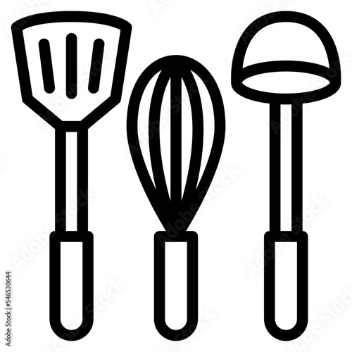 spatula whisk ladle kitchen utensils icon