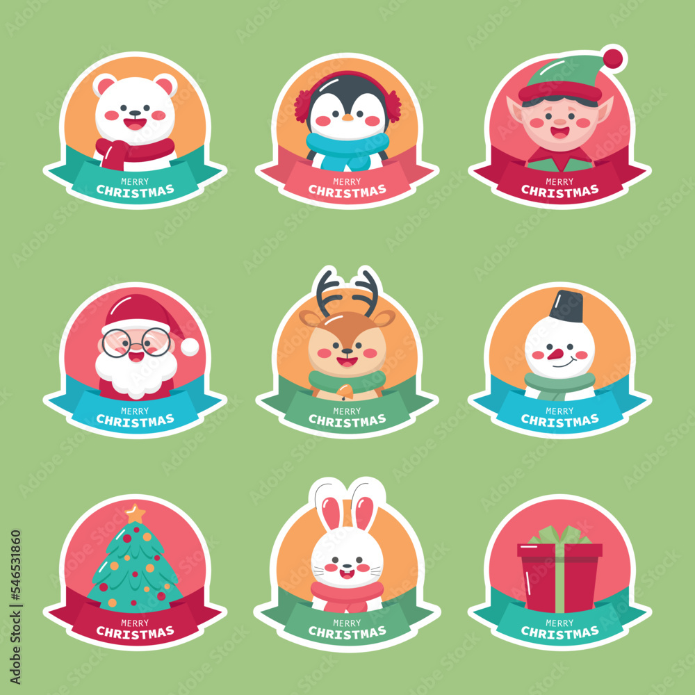Fototapeta premium vector set of Christmas stickers
