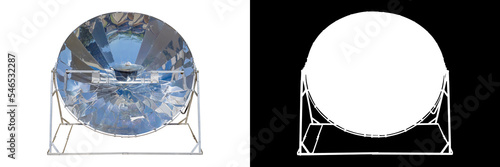 Fotografie Cooking with sun energy, parabolic solar oven in the middle of cooking a dish th
