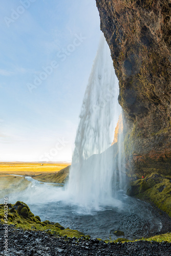Behind Seljalandsfoss waterfall in Iceland