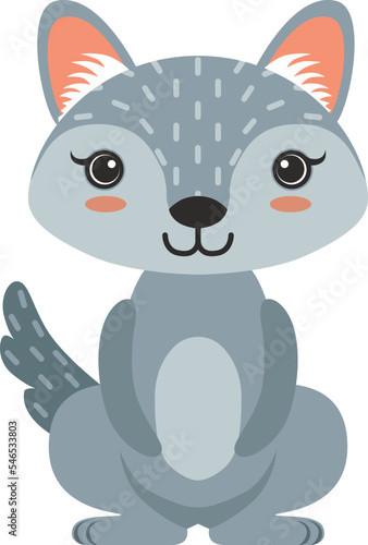 Cute wolf baby character. Cartoon forest animal © ONYXprj
