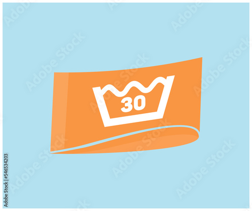 Wash at 30 degree label logo design. Water temperature 30C. Laundry washing, Laundry concept vector design and illustration.
 photo