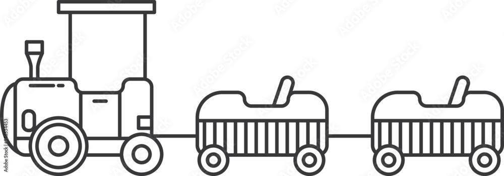 Toy train line icon. Kid park railroad Toy train line icon. Kid park railroad