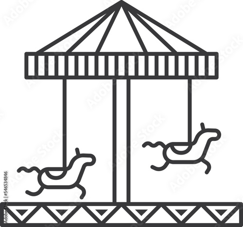 Horse carousel line icon. Funfair roundabout ride