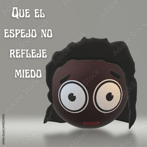 Animación 3d niña negra con mensaje de esperanza ante la discriminación racista. Vectores