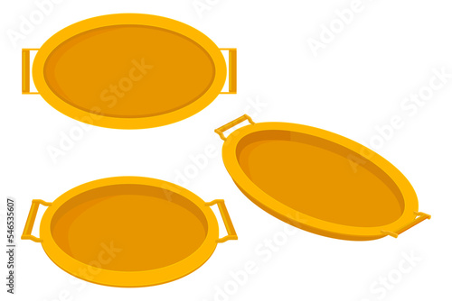 Round food trays.Trays for carrying food and serving in fast food establishments and cafeterias .Vector illustration.