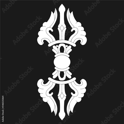 Tibetan Buddhist Vajra Symbol Minimalistic Vector - White