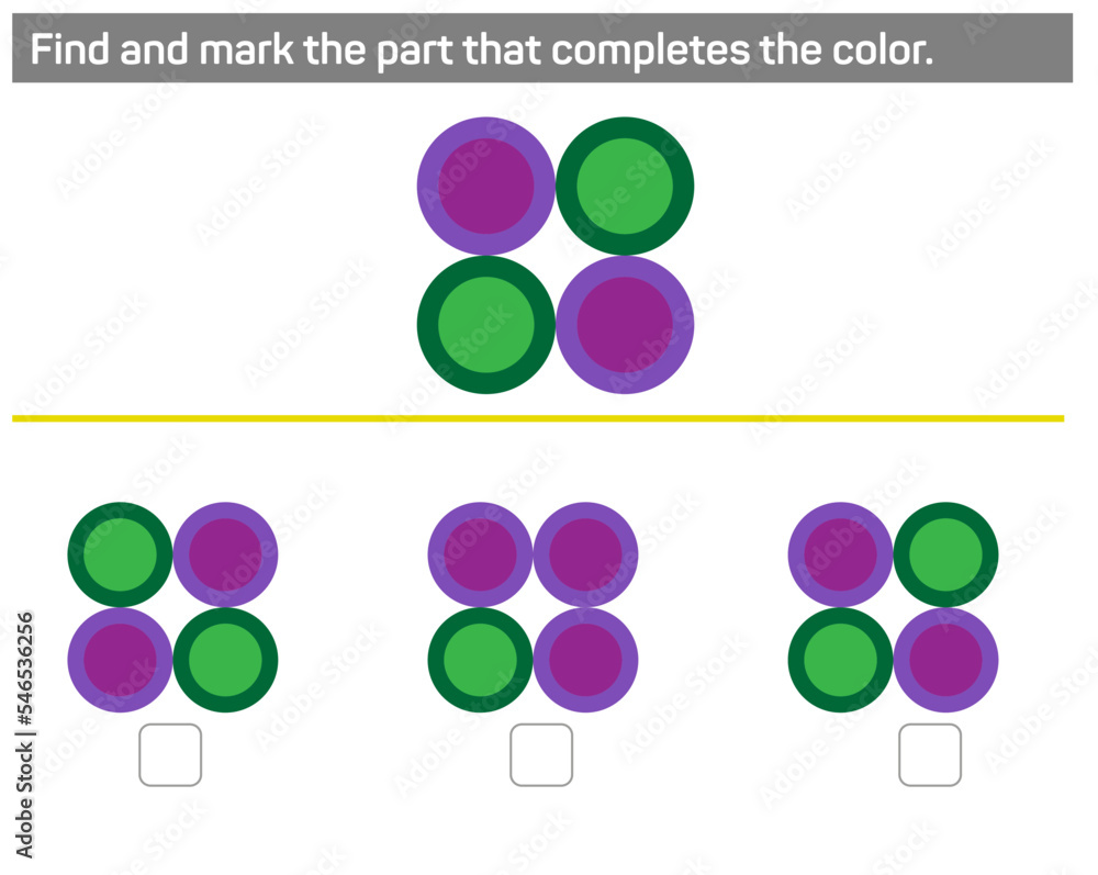 Find and mark the part that completes the color.