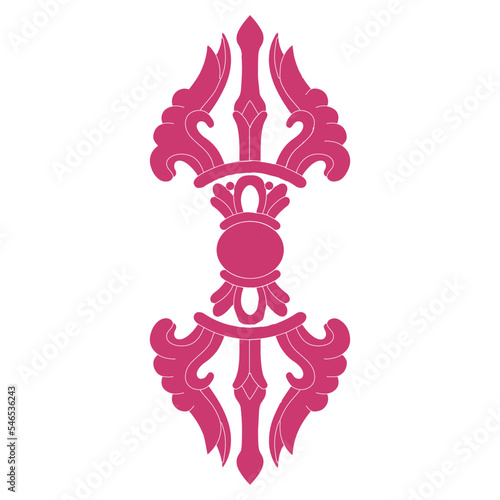 Tibetan Buddhist Vajra Symbol Minimalistic Vector - Magenta