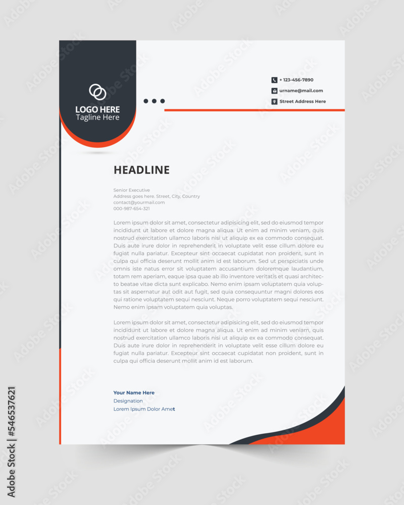 Corporate modern letterhead design template and Clean business style letterhead