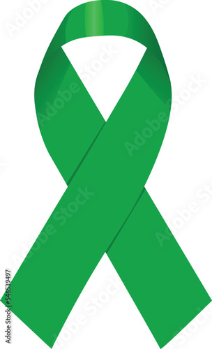 green ribbon. kidney cancer and other awareness