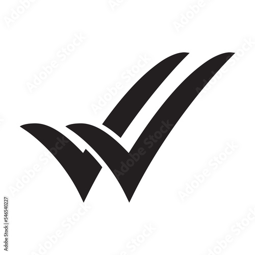 Double checking icon, double tick, check mark. Flat done sticker icon isolated on white. Accept button. Good for web and software interfaces. Vector illustration. 