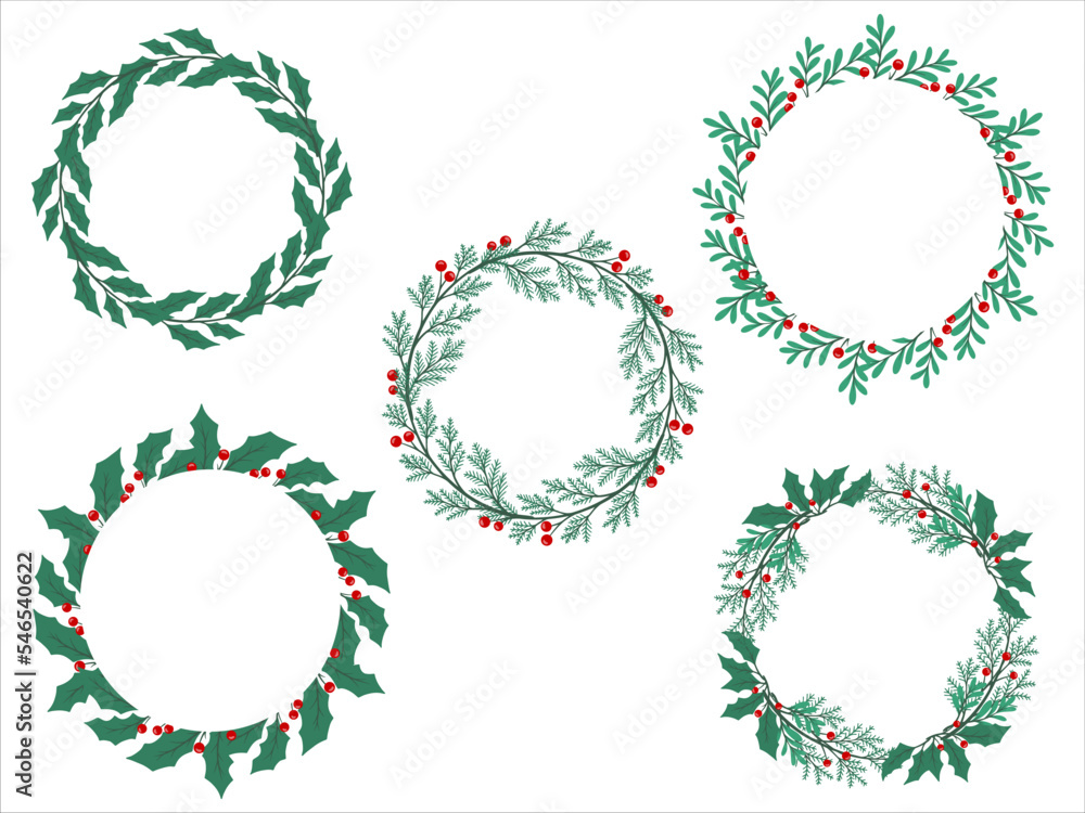 Christmas Flower Circle Frame Illustration