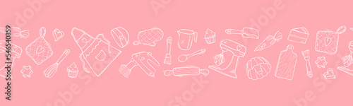 Cute baking vector doodles seamless pattern, fun background, great for textiles, wrapping, packaging, wallpapers - vector design