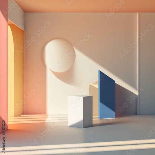 3D Post minimalist sculpture in a modern Room