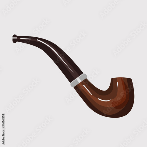 Smoking pipe,brown,insulated on a white background.Vector illustration.
