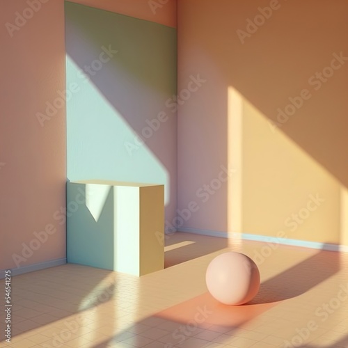 3D Post minimalist sculpture in a modern Room