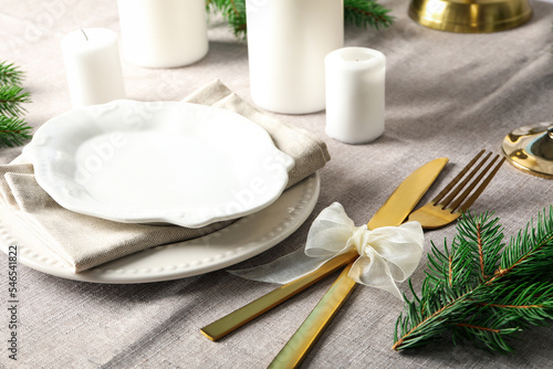 Concept of New Year's table setting, close up