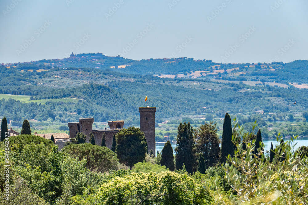 Italian landscape along via Francigena, between Acquapendente and Bolsena, Tuscany, June 2022