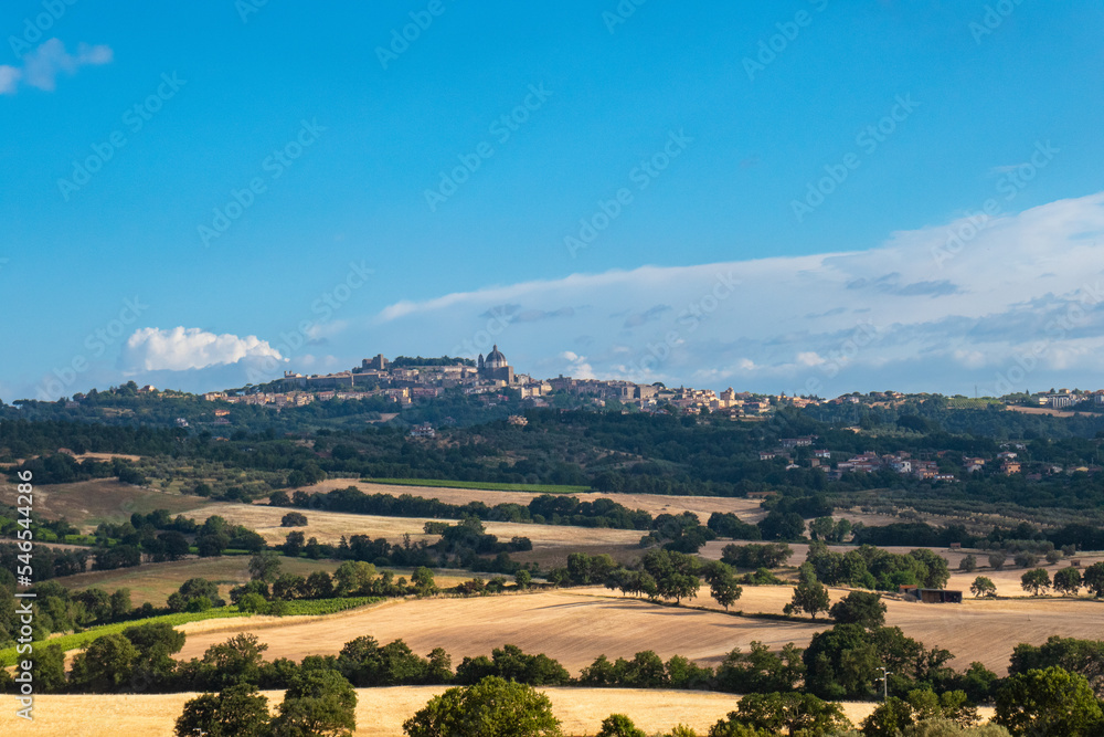 Italian landscape along via Francigena, between Montefiasconi and Viterbo, Lazio, June 2022