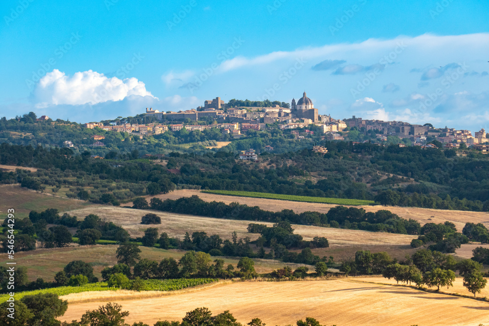 Italian landscape along via Francigena, between Montefiasconi and Viterbo, Lazio, June 2022