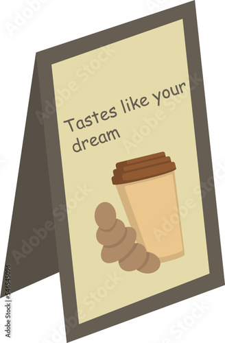 Banner with advertising of cafe with a cup of coffee and a croissant on it