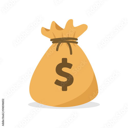 Money bag in flat vector illustration.