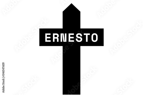 Ernesto: Illustration eines schwarzen Kreuzes mit dem Vornamen Ernesto photo