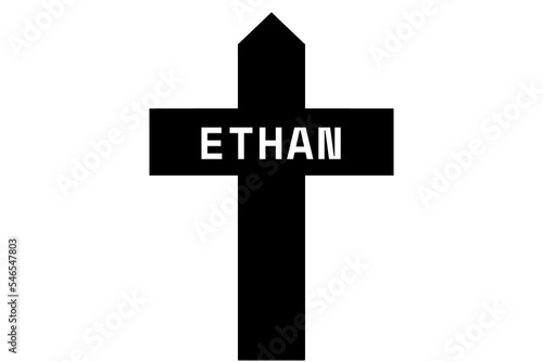 Ethan: Illustration eines schwarzen Kreuzes mit dem Vornamen Ethan photo