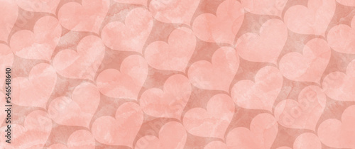 Pink hearts watercolor vector art romantic background for cover design, postcard, poster, flyers, cards. Ornament for Valentine day. Pink template for design. Holiday backdrop. Valentines.
