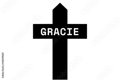 Gracie: Illustration eines schwarzen Kreuzes mit dem Vornamen Gracie photo