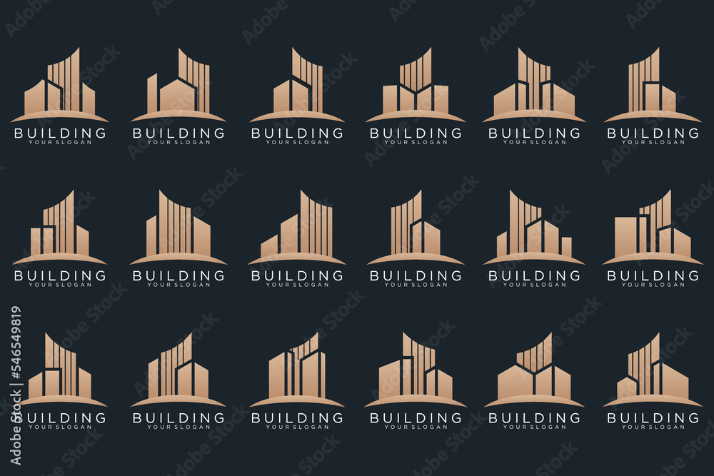 Set of Building, Real Estate, architecture and Construction logo design inspiration.