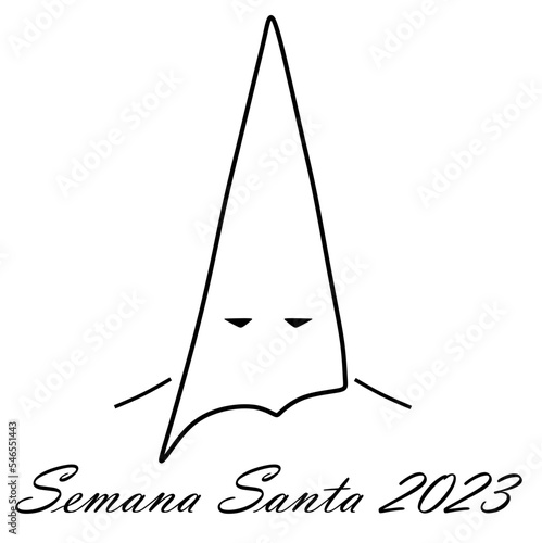 Silhouette of a hood of a Nazarene. Poster for Holy Week, traditional in Spanish processions. photo