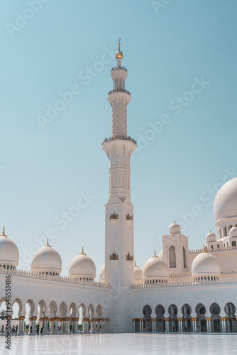 Big minaret of mosque in Abu Dhabi