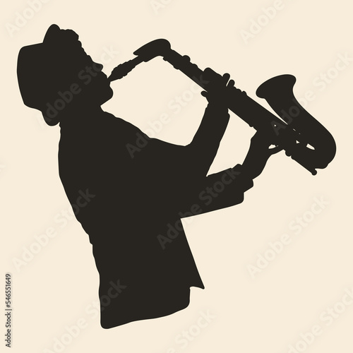 Man saxophonist vintage monochrome sketch