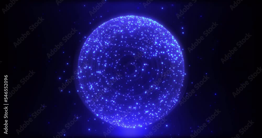 Futuristic abstract blue glowing ball, sphere of dots and particles shining magical energy glowing neon sun rays on black background. Abstract background. Screensaver, video in high quality 4k Futuristic abstract blue glowing ball, sphere of dots and particles shining magical energy glowing neon sun rays on black background. Abstract background. Screensaver, video in high quality 4k