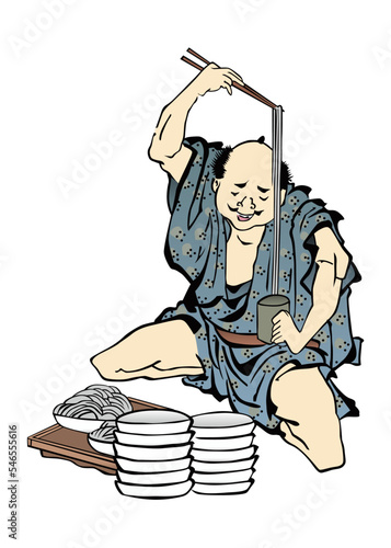 浮世絵　食事する男性　その6
