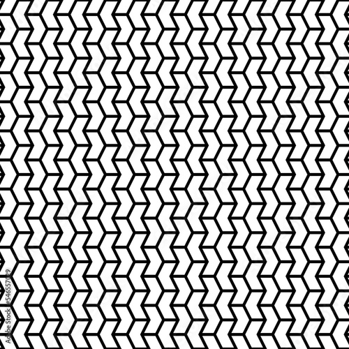 Seamless mosaic pattern. Zigzag figures ornament. Repeated puzzle shapes background. Arrows motif. Chevrons tiles wallpaper. Parquet backdrop. Digital paper, web design, textile print. Vector work
