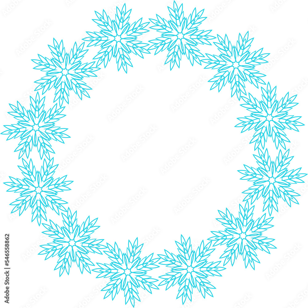Round snowflakes frame with empty space for text or design. Winter frame made of snowflakes. Circle shape. New Year, Christmas, winter frame. Round snowflakes frame with empty space for text or design. Winter frame made of snowflakes. Circle shape. New Year, Christmas, winter frame.