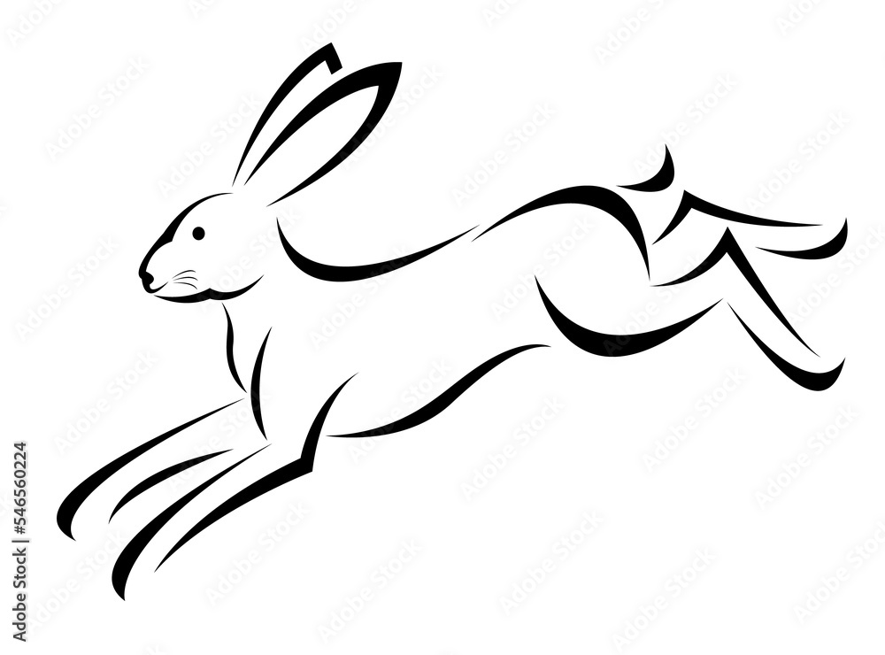 Vector of rabbit running design isolated on transparent background. Wild Animals.