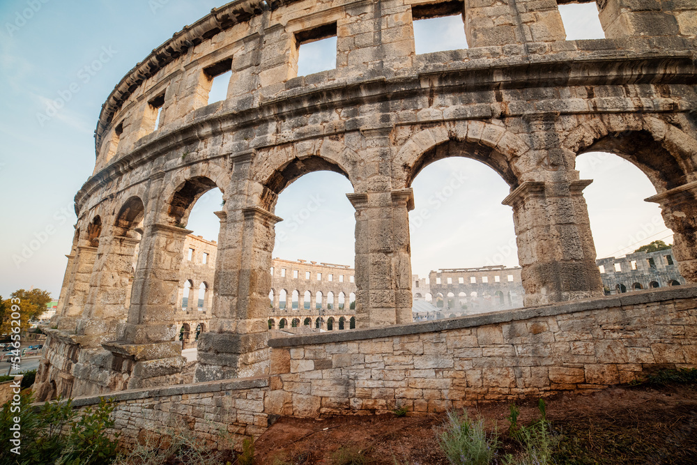 The Pula Arena, Roman amphitheater colosseum, Istria, Croatia